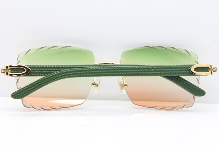 Cartier Rimless 8300816 Black Aztec Sunglasses In Gold Mix Green Pink Lens