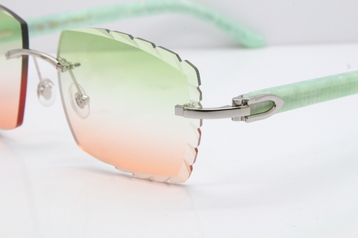 Cartier Rimless 8300816 Marble Green Actec Sunglasses In Gold Mix Green Pink Lens