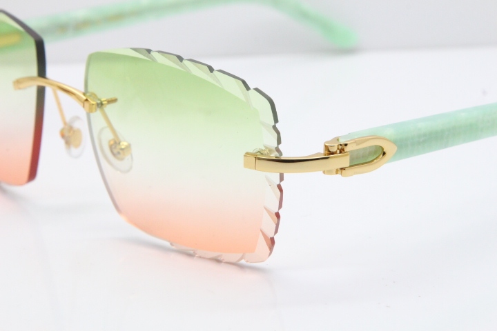 Cartier Rimless 8300816 Marble Green Actec Sunglasses In Gold Mix Green Pink Lens