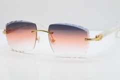 Cartier Rimless 8300816 Marble White Aztec Sunglasses In Gold Purple Mix Orange White Lens