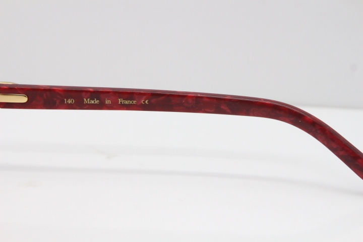 Cartier Rimless 8300816 Marble Red Aztec Sunglasses In Gold Red Lens