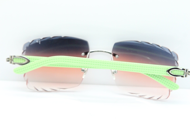 Cartier Rimless 8300816 Black Inside Green Aztec Sunglasses  In Gold Purple Mix Orange White Lens