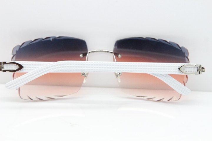 Cartier Rimless 8300816 White Aztec Sunglasses In Gold Purple Mix Orange White Lens