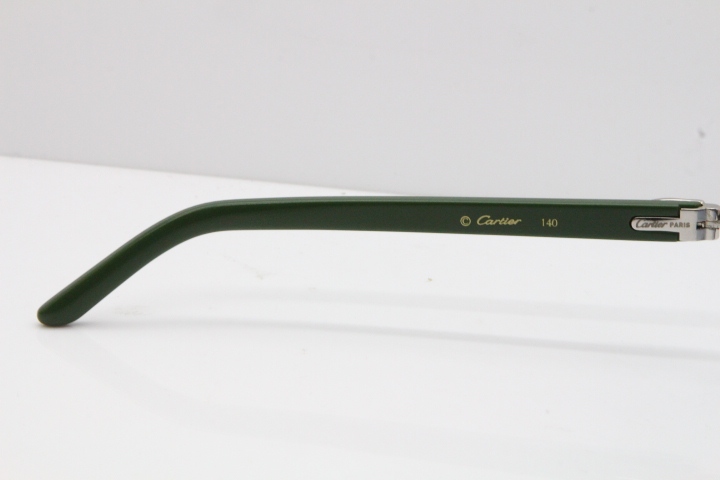 Cartier Rimless T8200762 Green Aztec Arms Sunglasses In Gold Blue Lens 