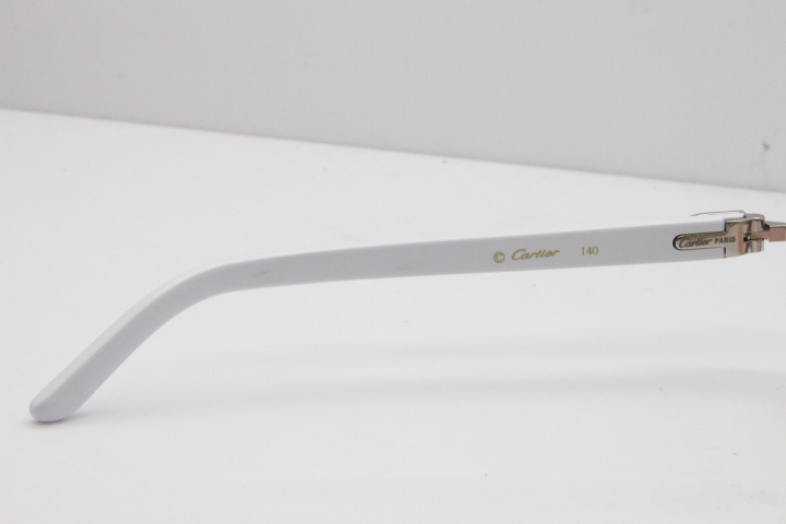 Cartier Rimless T8200762 White Aztec Arms Sunglasses In Gold Green Brown Lens