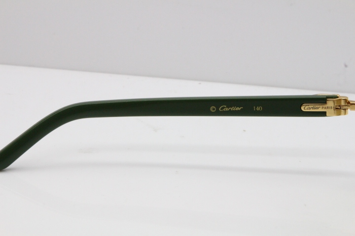 Cartier Rimless T8200762 Green Aztec Arms Sunglasses In Gold Brown LENS