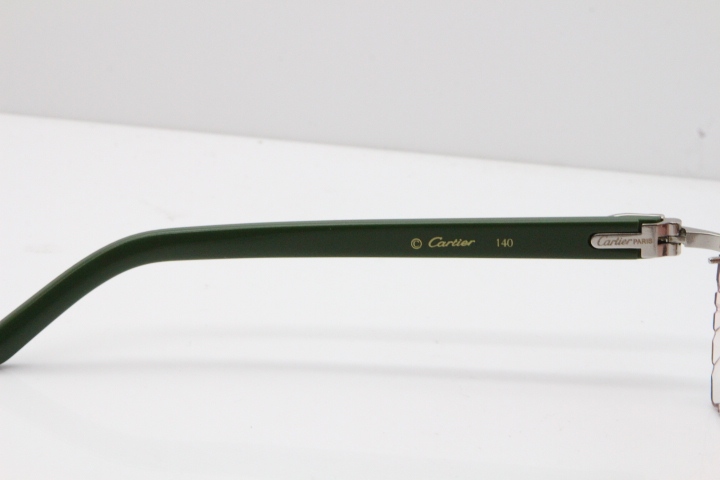 Cartier Rimless T8200762 Green Aztec Arms Sunglasses In Gold Pink Lens 