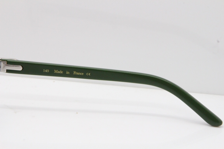 Cartier Rimless T8200762 Green Aztec Arms Sunglasses In Gold Blue Lens 