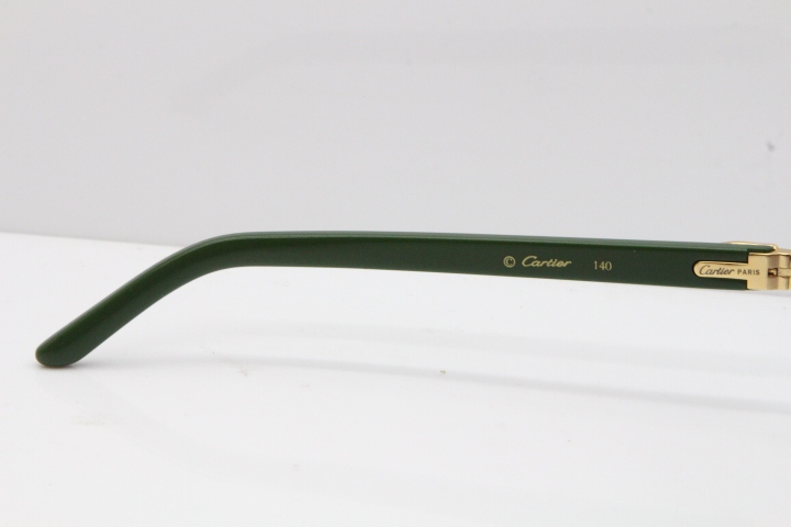 Cartier Rimless T8200762 Green Aztec Arms Sunglasses In Gold Gray Lens  