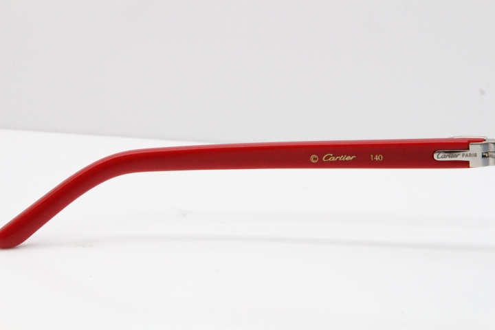 Cartier Rimless T8200762 Red Aztec Arms Sunglasses In Gold Blue Lens