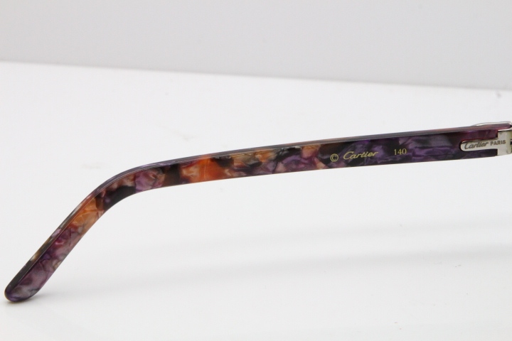 Cartier Rimless T8200762 Marble Purple Aztec Arms Sunglasses In Gold Brown Lens