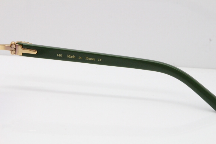 Cartier Rimless 8200762 Big Diamond Green Aztec Arms Sunglasses In Gold Purple Lens