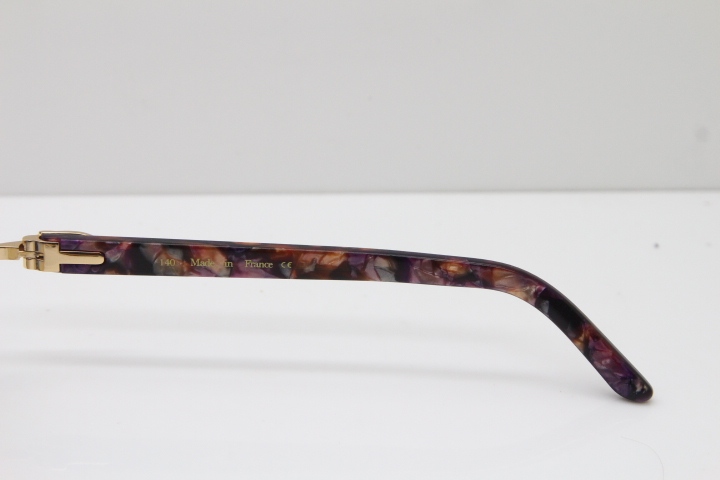 Cartier Rimless 8300816 Marble Purple Aztec Arms Sunglasses In Gold Blue Mix Yellow Lens