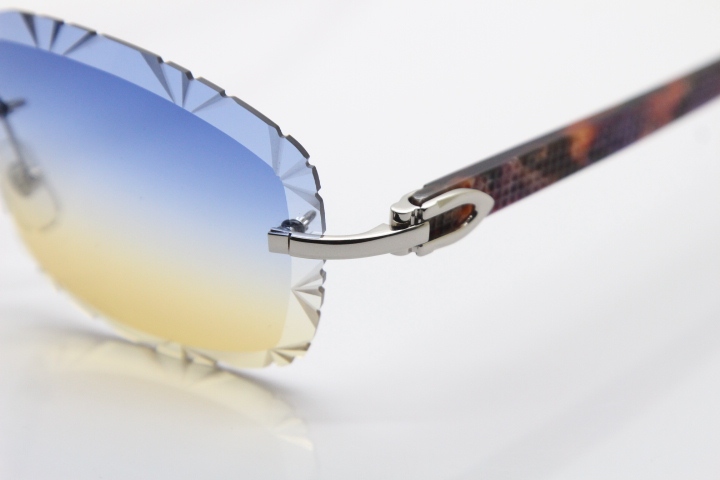 Cartier Rimless 8300816 Marble Purple Aztec Arms Sunglasses In Gold Blue Mix Yellow Lens