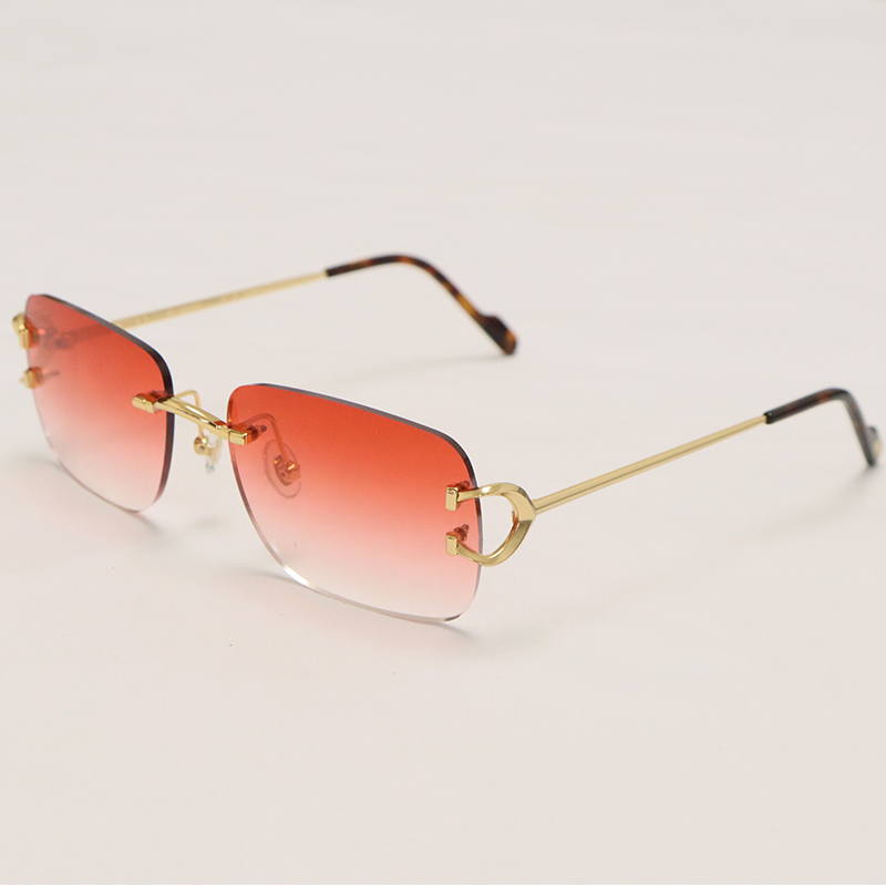 Cartier PICCADILLY CT3440 BIG C Decor Gold Occhiali Frame Rimless SunGlasses Size:57-19-145MM