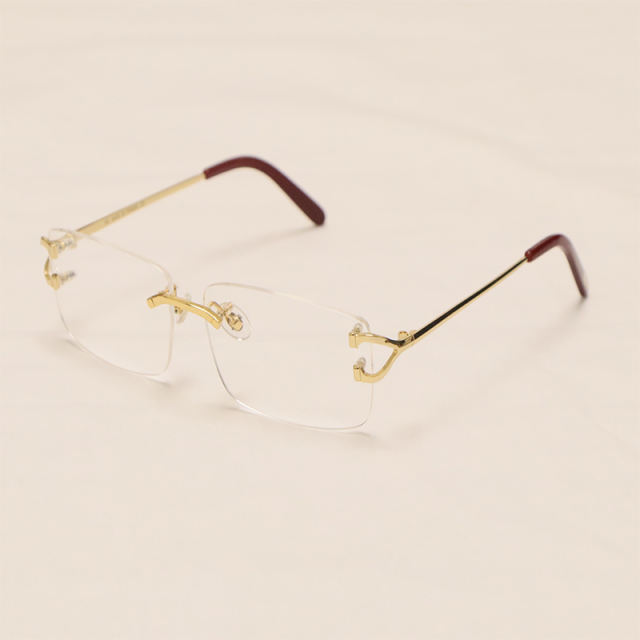 Cartier C Decor Sunglasses Rimless 8200757-A Sun Glasses Gold Brown Lens