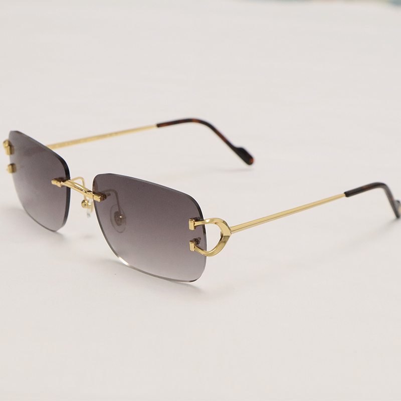 Cartier PICCADILLY CT3440 BIG C Decor Gold Occhiali Frame Rimless SunGlasses Size:57-19-145MM