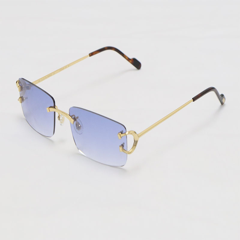 Cartier C Decor Sunglasses Rimless CT0344O Sun Glasses Gold Brown Lens New