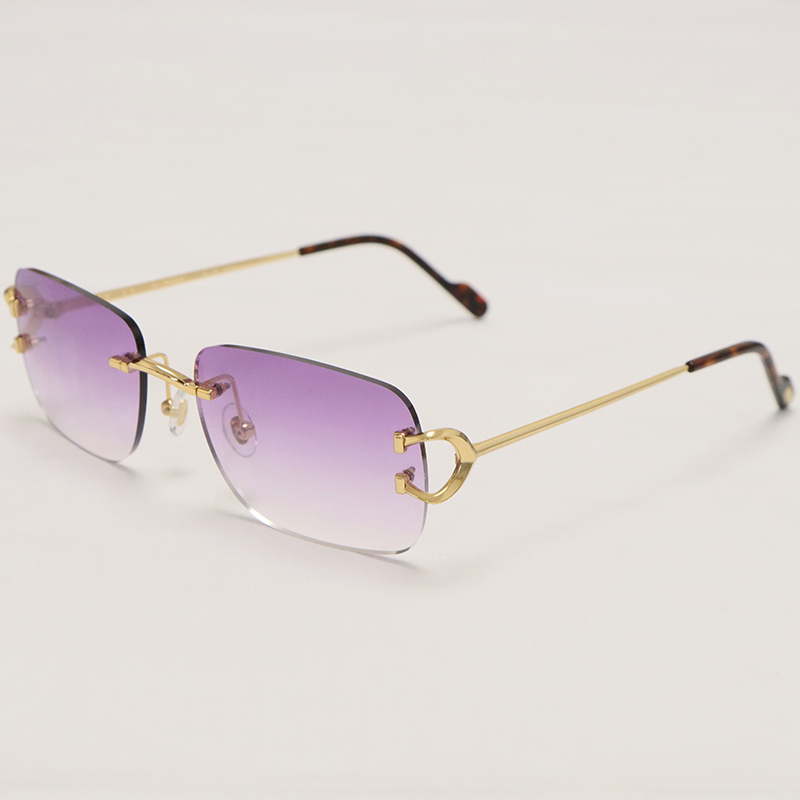 Cartier PICCADILLY CT3440 BIG C Decor Gold Occhiali Frame Rimless SunGlasses Size:57-19-145MM