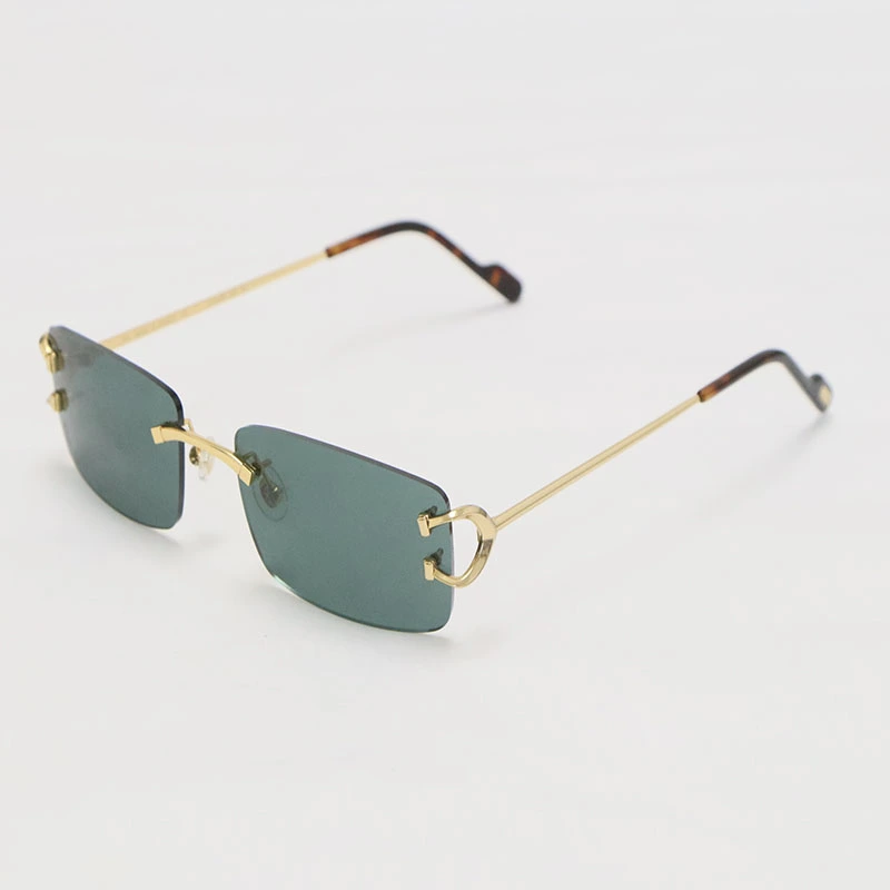 Cartier C Decor Sunglasses Rimless CT0344O Sun Glasses Gold Brown Lens New