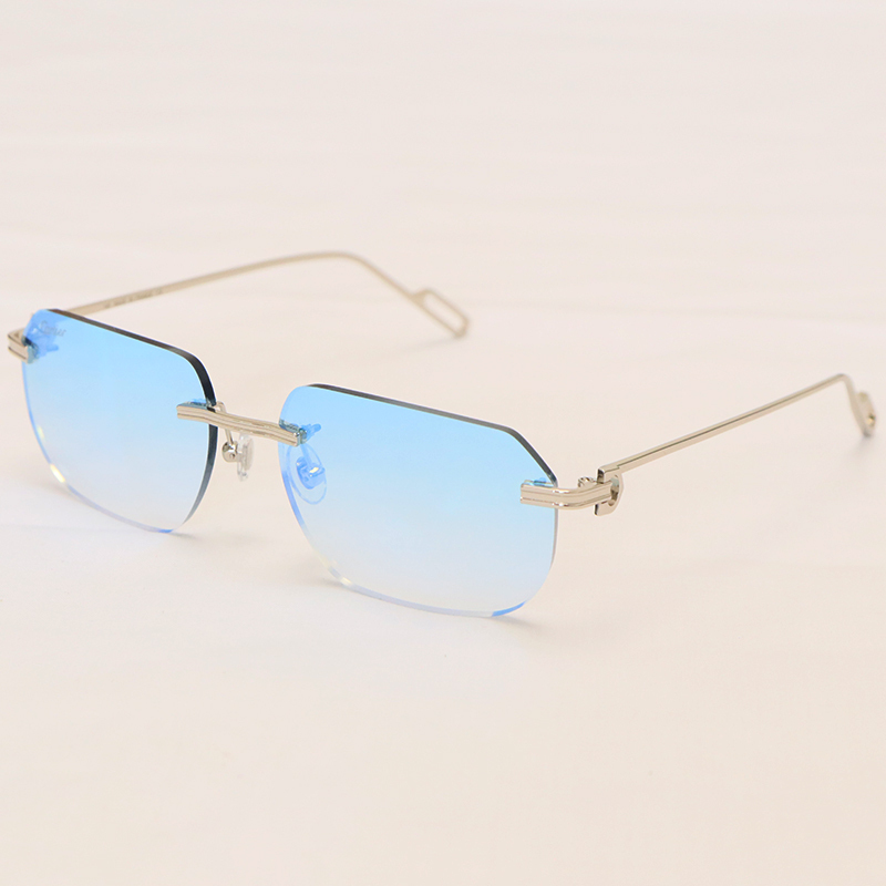 Cartier Metal Rimless Sunglasses CT01130 Gold Brown Lens New