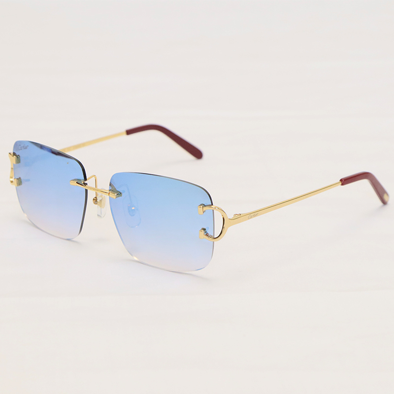 Cartier C Decor CT00920 Sunglasses Rimless Sun Glasses Gold Brown Lens