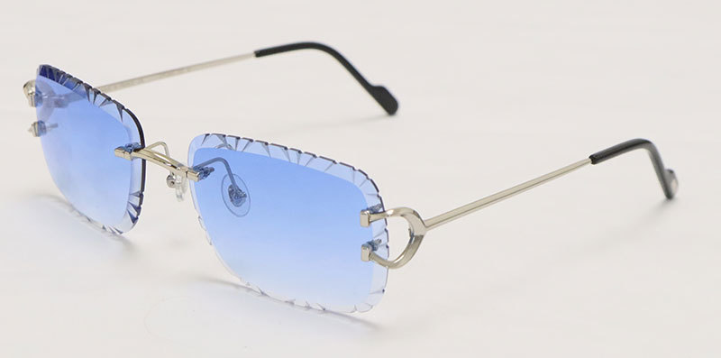 Cartier PICCADILLY CT3440 BIG C Decor Gold Occhiali Frame Rimless SunGlasses Diamond Cut Lesn Size:60-19-145MM