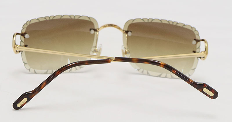 Cartier PICCADILLY CT3440 BIG C Decor Gold Occhiali Frame Rimless SunGlasses Diamond Cut Lesn Size:60-19-145MM