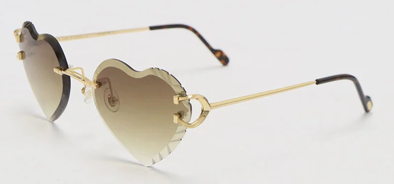 Cartier PICCADILLY CT3440 BIG C Decor Rimless Diamond Cut Lens Sunglasses Angled Tniangle Lens