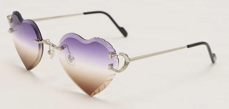 Cartier PICCADILLY CT3440 BIG C Decor Rimless Diamond Cut Lens Sunglasses Angled Tniangle Lens