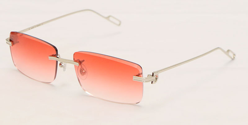 Cartier Metal Diamond Cut Lens Rimless CT01130-02 Sunglasses Size:57