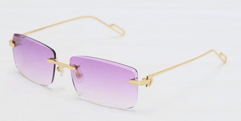 Cartier Metal Diamond Cut Lens Rimless CT01130-02 Sunglasses Size:57