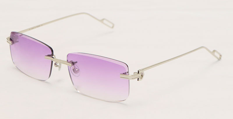 Cartier Metal Diamond Cut Lens Rimless CT01130-02 Sunglasses Size:57