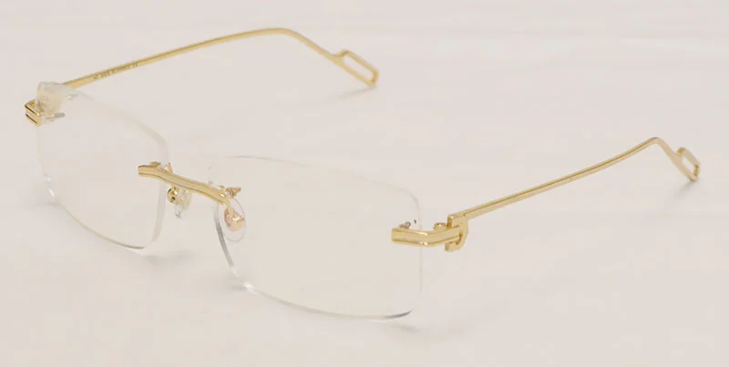 Cartier Metal Diamond Cut Lens Rimless CT01130-02 Sunglasses Size:57