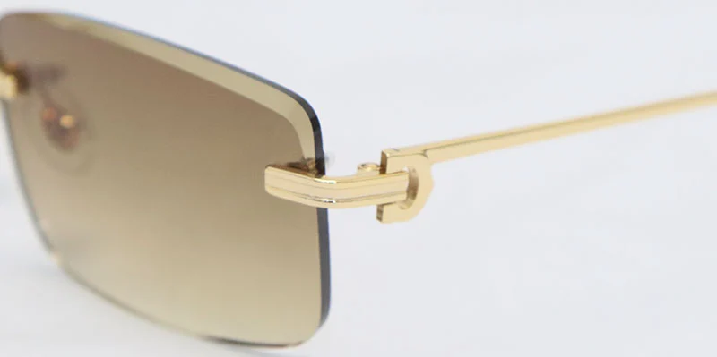 Cartier Metal Diamond Cut Lens Rimless CT01130-02 Sunglasses Size:57