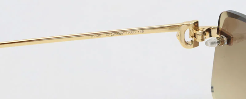 Cartier Metal Diamond Cut Lens Rimless CT01130-02 Sunglasses Size:57