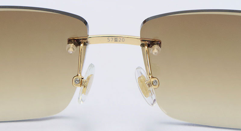 Cartier Metal Diamond Cut Lens Rimless CT01130-02 Sunglasses Size:57