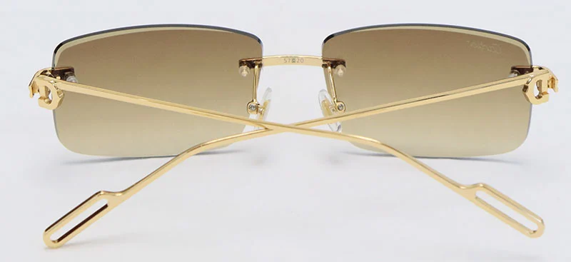 Cartier Metal Diamond Cut Lens Rimless CT01130-02 Sunglasses Size:57