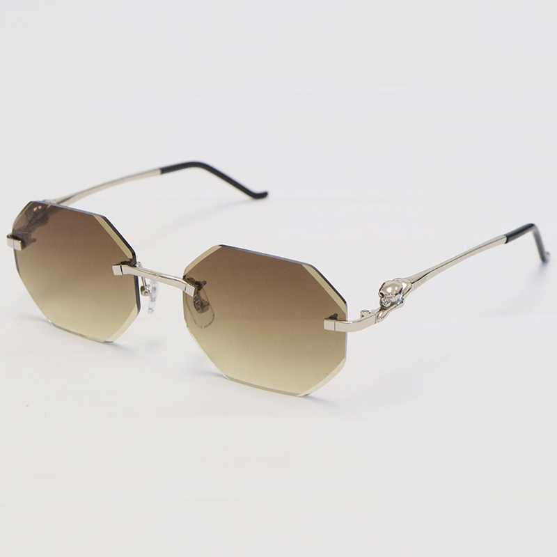 Cartier Panther series Sunglasses CT02810-A Rimless Designer Diamond cut Lens Glasses