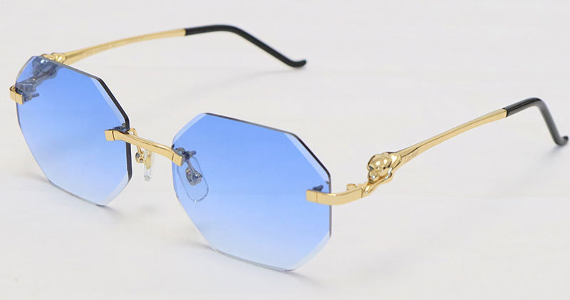 Cartier Panther series Sunglasses CT02810-A Rimless Designer Diamond cut Lens Glasses