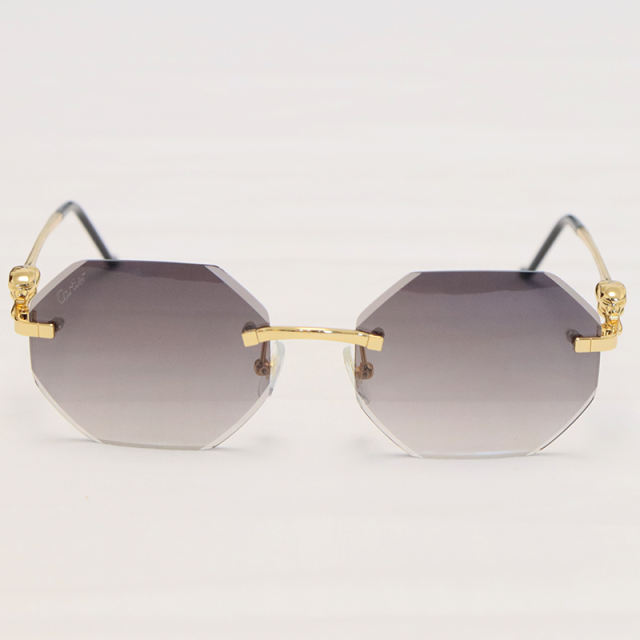Cartier Panther series Sunglasses CT02810-A Rimless Designer Diamond cut Lens Glasses