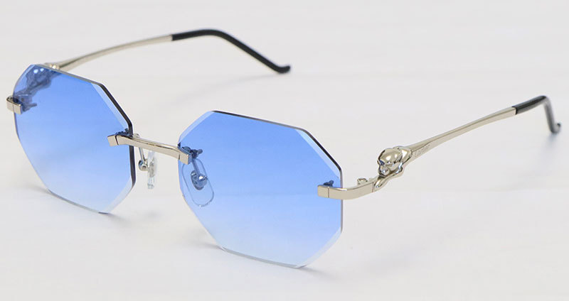 Cartier Panther series Sunglasses CT02810-A Rimless Designer Diamond cut Lens Glasses