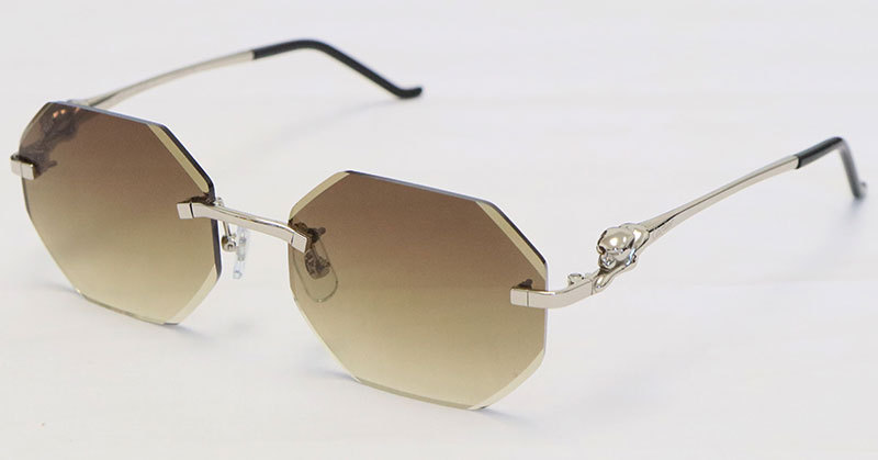 Cartier Panther series Sunglasses CT02810-A Rimless Designer Diamond cut Lens Glasses