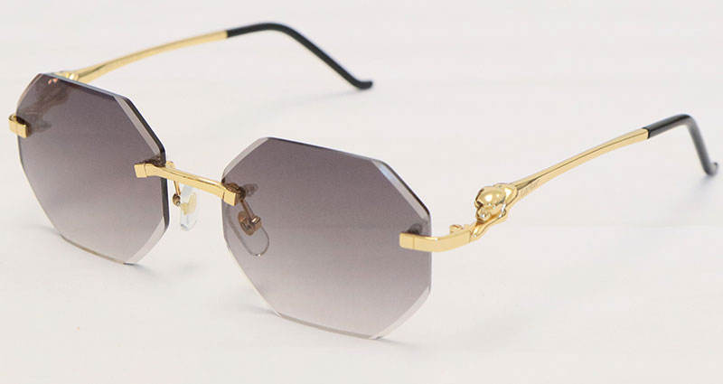 Cartier Panther series Sunglasses CT02810-A Rimless Designer Diamond cut Lens Glasses