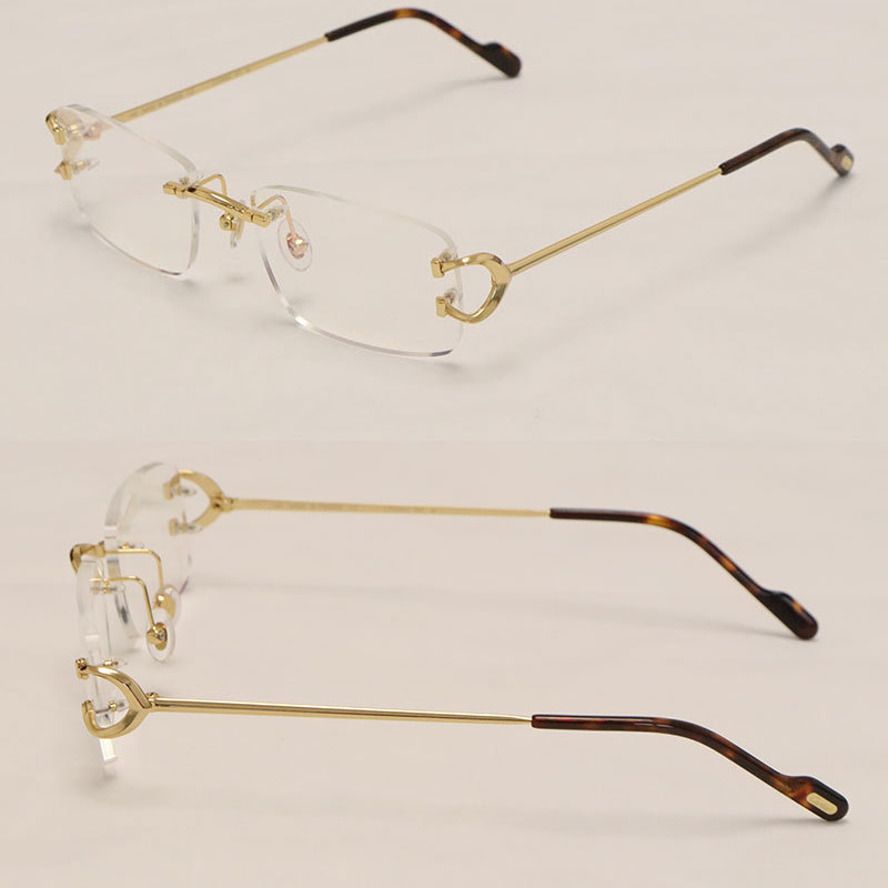 Cartier C Decor Rimless Eyewear CT03440 001 Gold  C57G23AK 18k Gold Sunglasses Frames