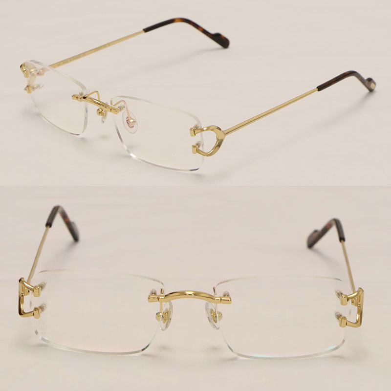 Cartier C Decor Rimless Eyewear CT03440 001 Gold  C57G23AK 18k Gold Sunglasses Frames