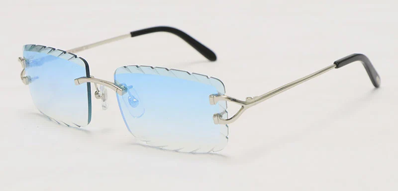 Cartier C Decor Sunglasses Rimless 8200757-A Sun Glasses Designer Diamond cut Lens