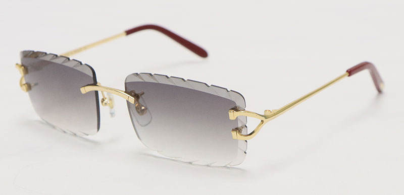 Cartier C Decor Sunglasses Rimless 8200757-A Sun Glasses Designer Diamond cut Lens