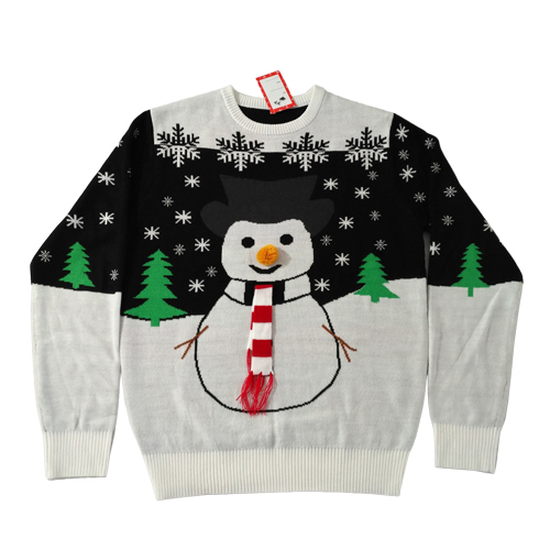Customized Snowman 3D Scarf Pom-pom Nose Ugly Christmas Jumper
