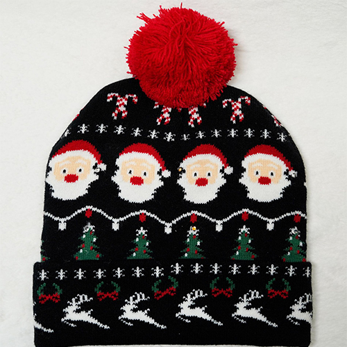 Unisex LED Christmas Beanies Lovely Style Light up Xmas Knitted Beanie